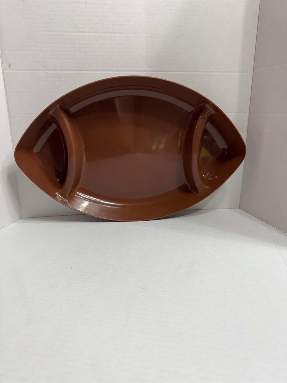 Vintage Brown Football-Shaped Serving Platter